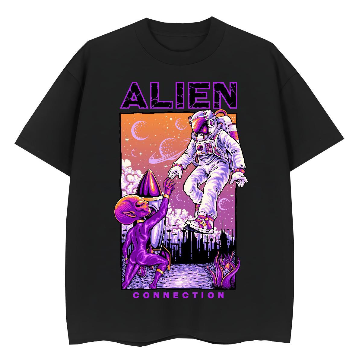 Soft Womens Tshirts 230g Pure Cotton spaceman Street Casual Womens T Shirts Breathable Short Sleeve Graphic Clothes