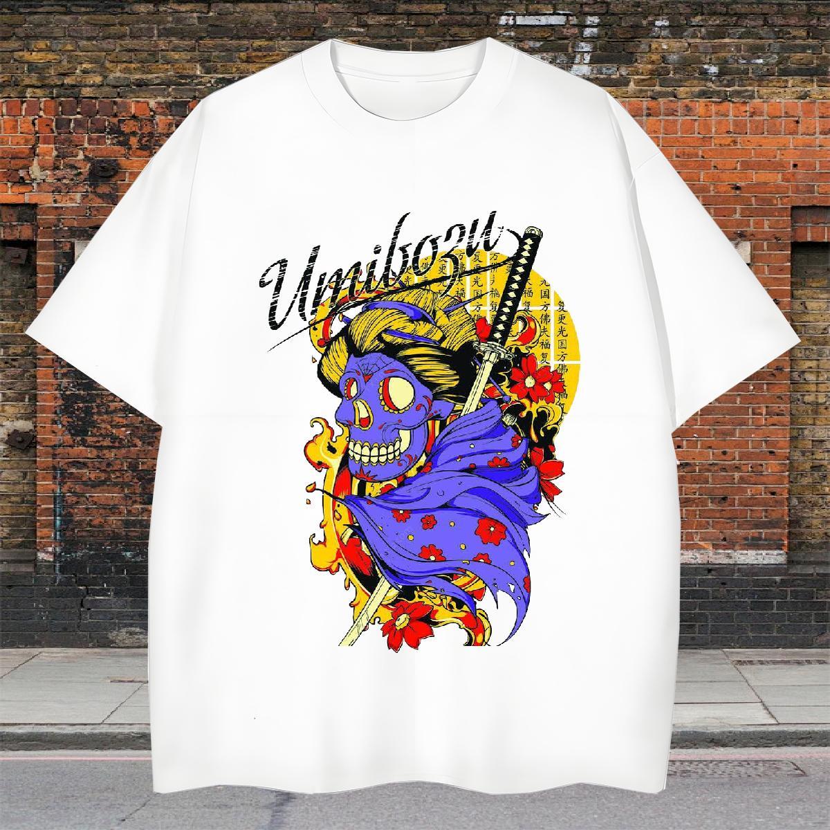 Soft T-Shirts for Men 230g Cotton skull Summer Casual Customized Print Breathable Short Sleeve Men Clothes T-Shirt Fashion Casual Tops