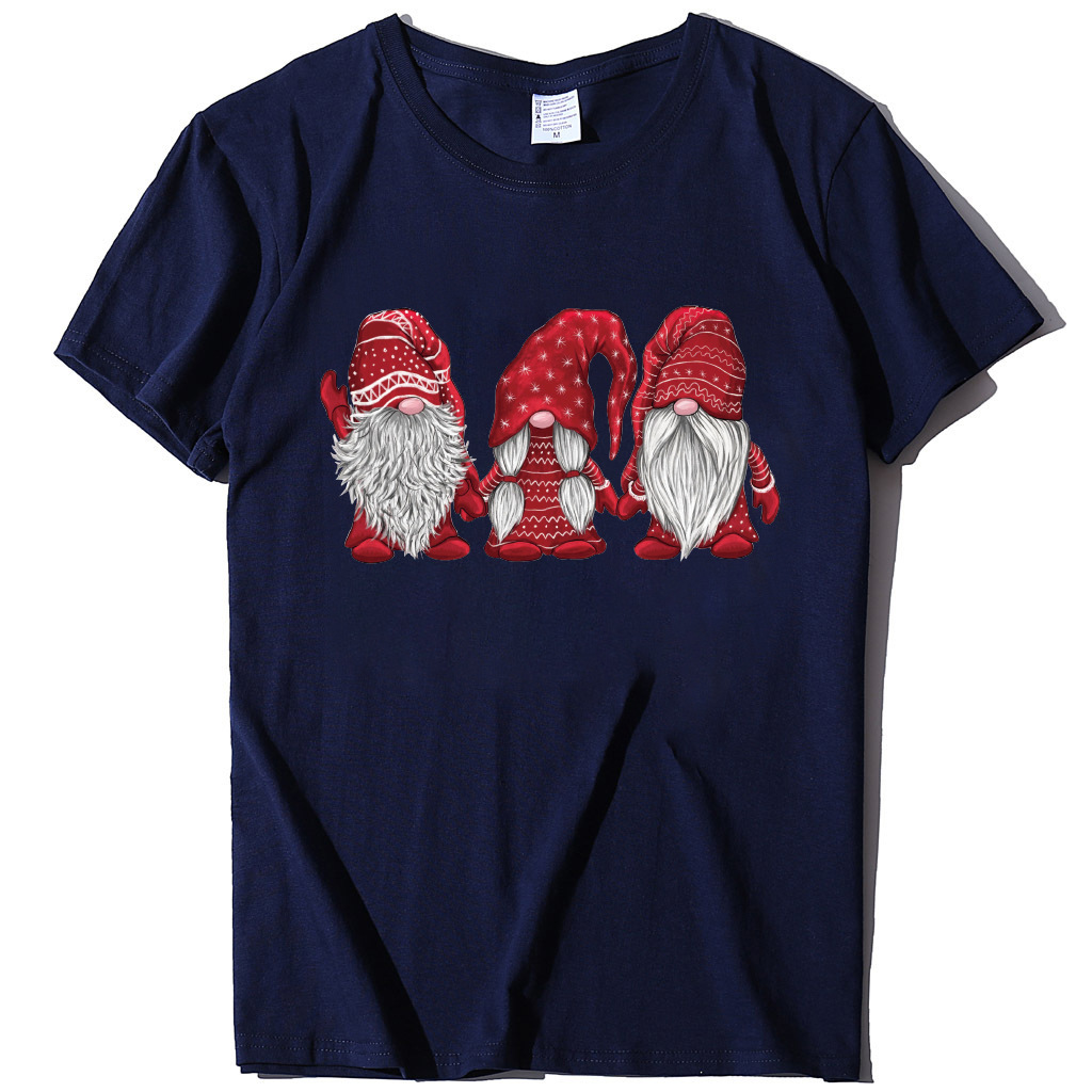 Women's European Dwarf Short sleeved Santa Claus Christmas T-shirt dongdumaoyi