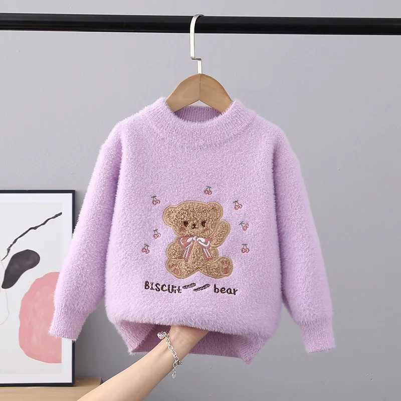 2022 Autumn and Winter Childrens Sweater Tuhua Girls Round Neck Knitwear Plush School 3-11 Year Old Teen Girls RankingW240824