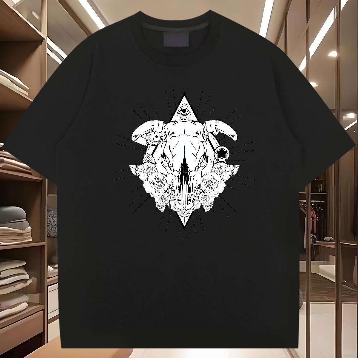 Cool Design T Shirts Men 230g Cotton eye of the devil Casual Daily Wear Custom Printed Breathable Short Sleeve Men Tees 2024 Designer Tops