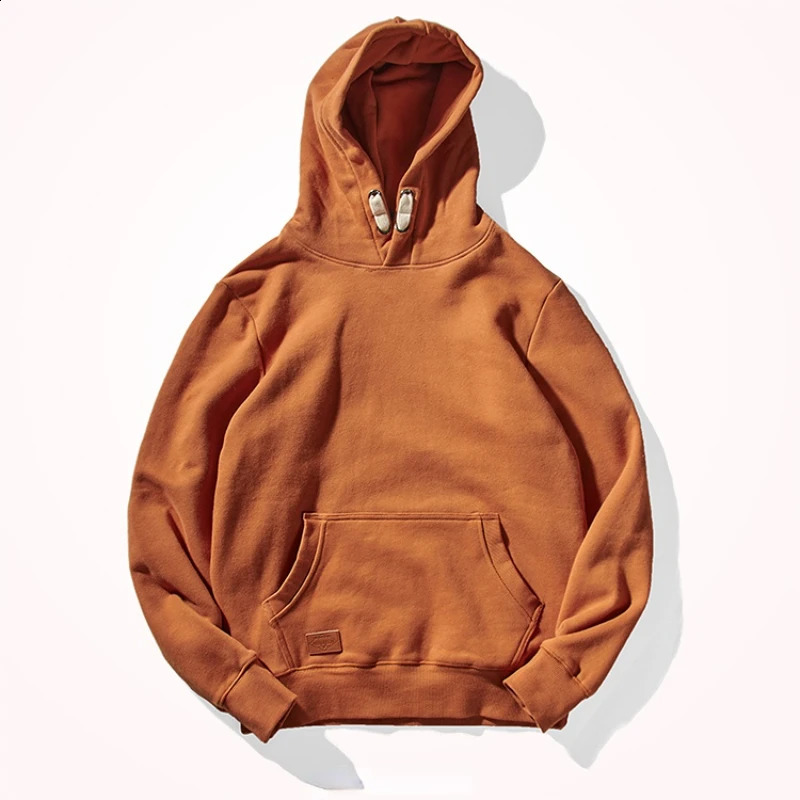 Heavy pile thick wool circle hoodie sports hoodie mens n-style retro pure color youth coat 240814