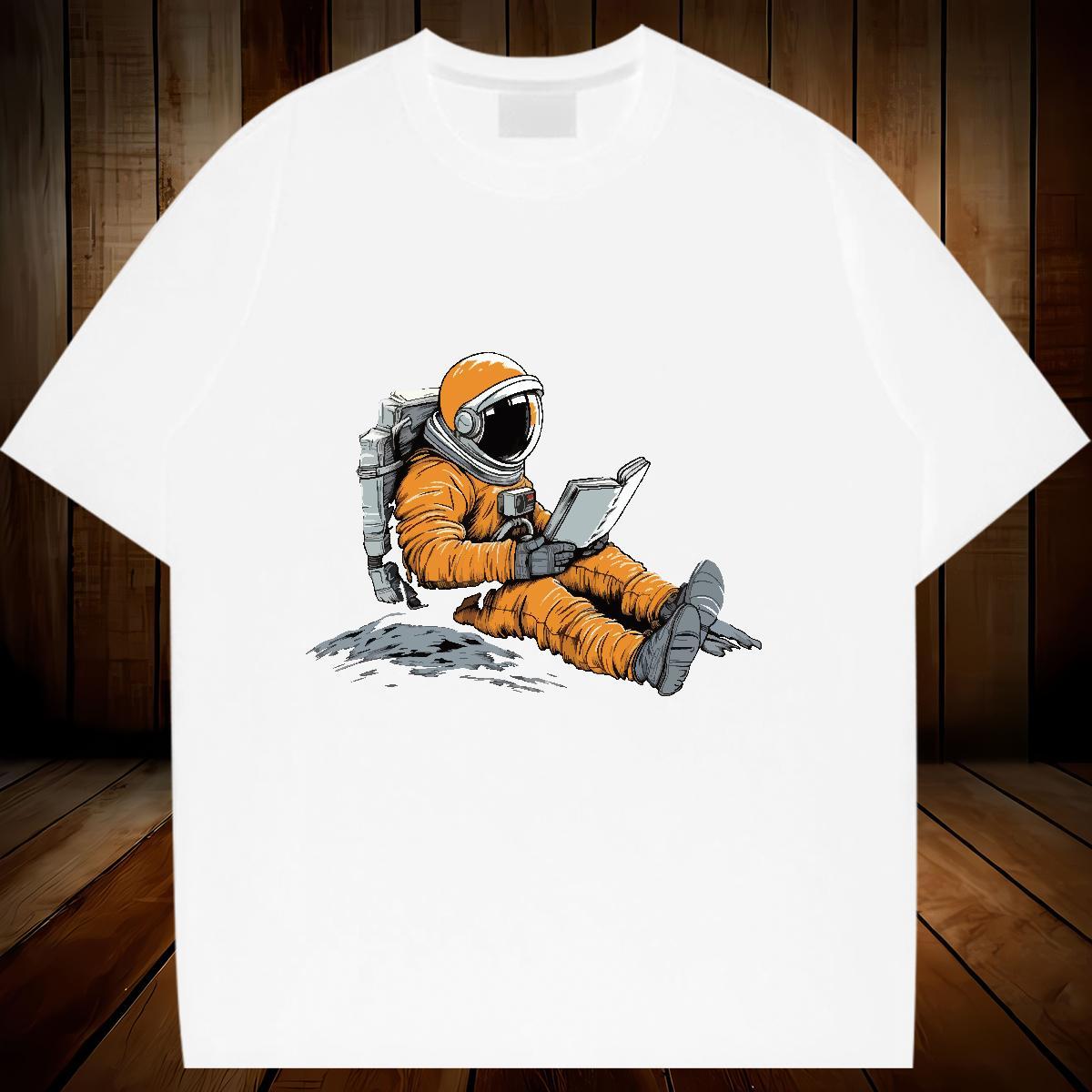 Female Women Tshirts 100% Cotton 230g cosmonaut Casual T Shirt For Woman Breathable Short Sleeve Anime Tee Shirt