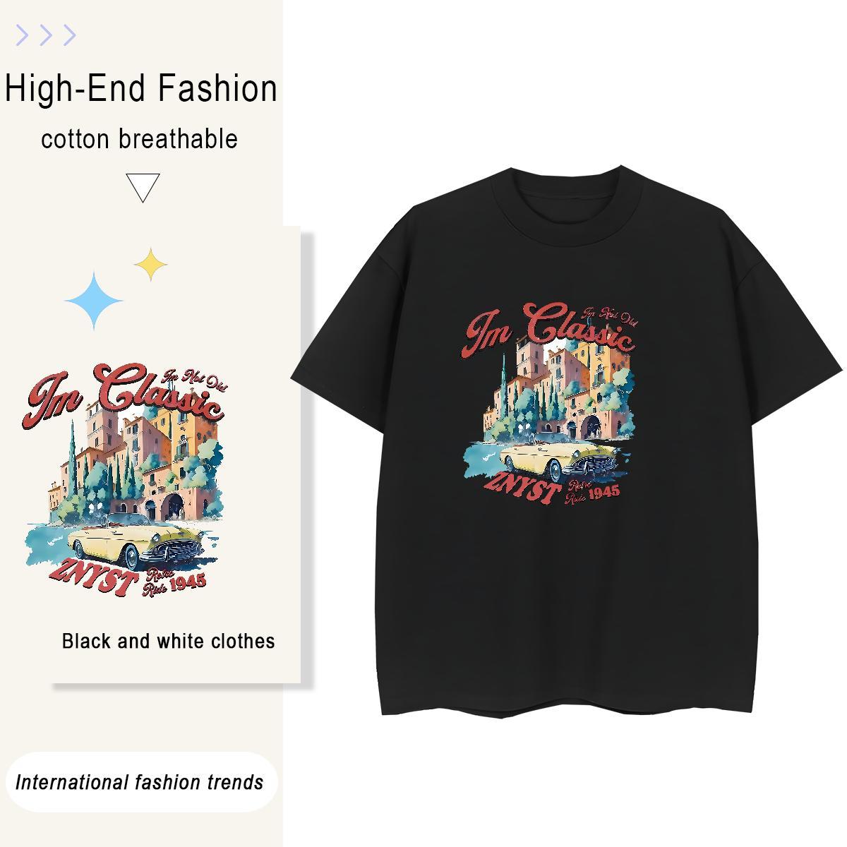 Comfortable T-Shirts 100% Cotton 230g car Casual Daily Wear Custom Big Size Crew Neck Tshirts Classic Clothings