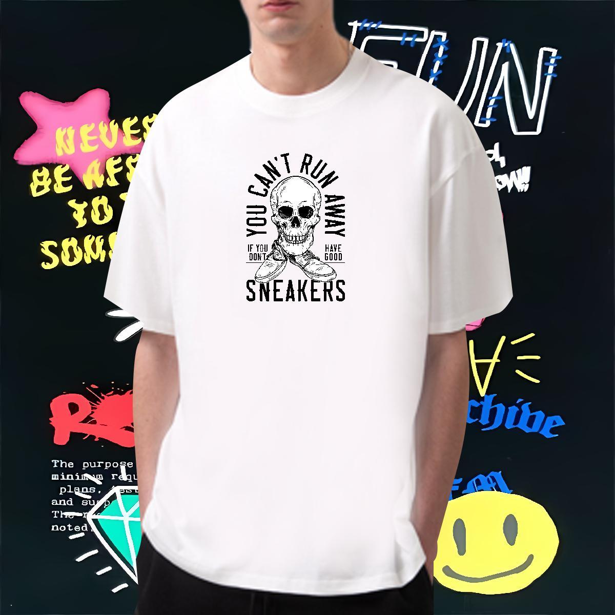 Cool Design T Shirts Men 100% Cotton 230g logo Street wear Hip Hop Anime Print Crew Neck Breathable Couples T Shirts Classic Casual Clothings