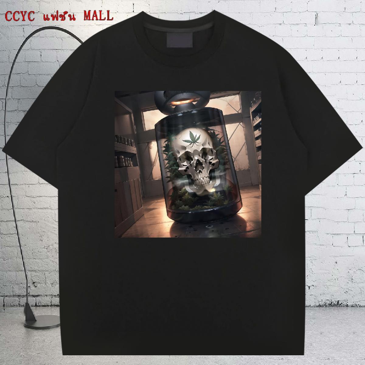 Loose Man T Shirts 230g Cotton skull Beach Custom Print Oversized Short Sleeve O-Neck Tshirt for Man Woman New Designer Tshirts