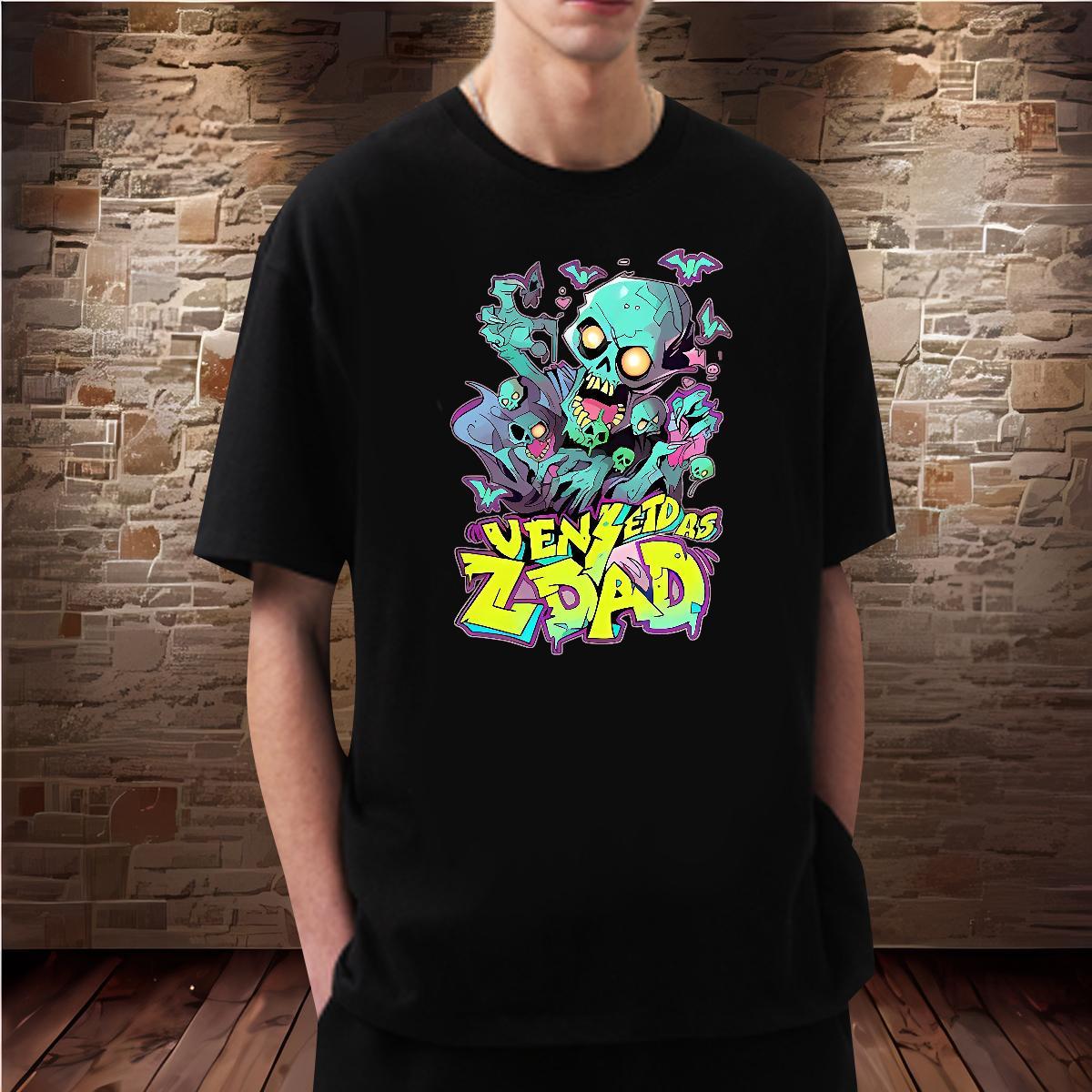 Brand T-Shirts for Men 100% Cotton 230g skull Street Wear Plus Size Cartoon Breathable Crew Neck Men Tshirts Classic Tops