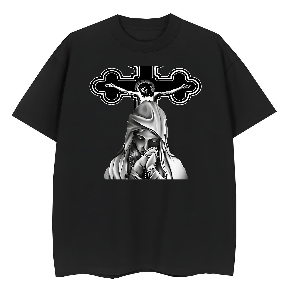 Free Shipping Woman Tshirt 230g 100% Cotton nun Casual Sport T shirt Comfortable Floral Print Clothes Shirt