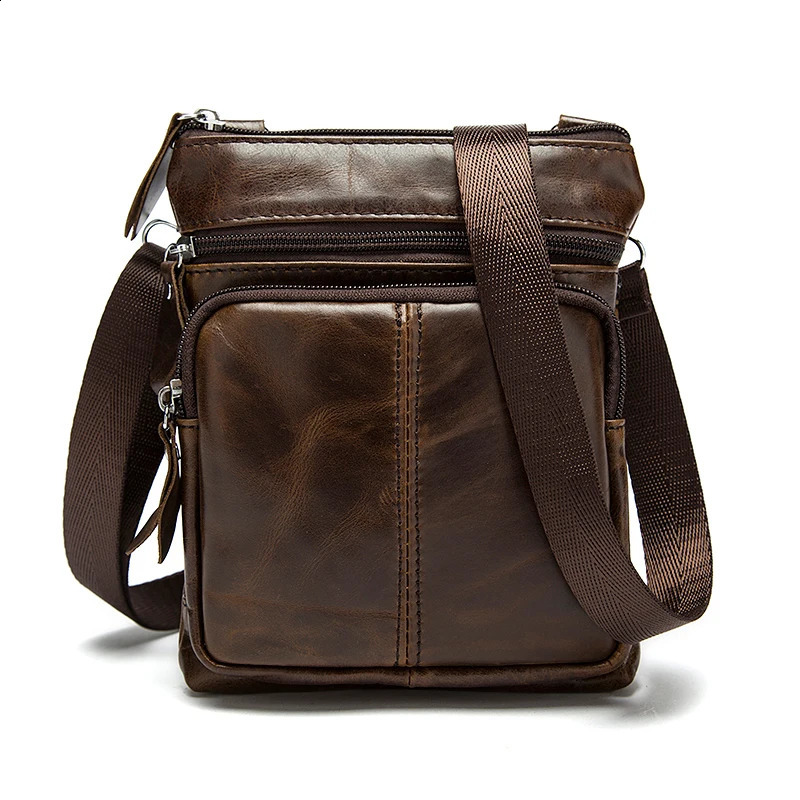 Small Messenger Crossbody Shoulder Men Bag Genuine Leather Handbag Cross Body Male For Hit Side Little Vintage Sac Bolso Bolsa 240824