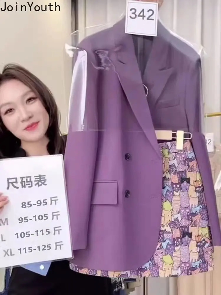 2 Piece Skirt Set Women Temperament Oversized Blazer Coat High Waist Floral Bodycon Mini Skirts Outfits Korean Fashion Suits 240826