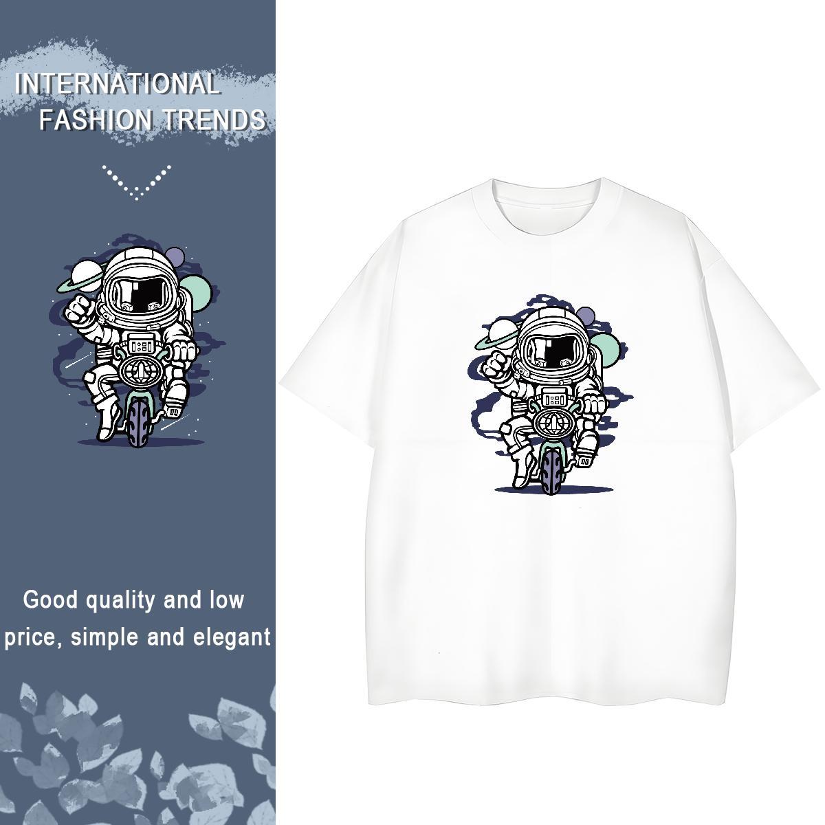 5A Unisex Tshirts 230g 100% Cotton cosmonaut Hip Hop Womens T Shirts Round Neck Short Sleeve Custom Print Oversized Clothes