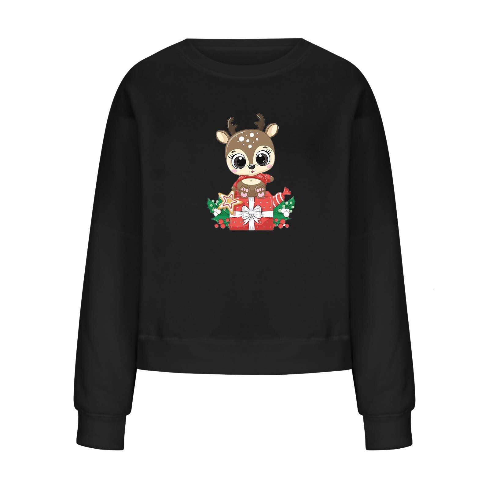 Personalized cute deer print plus size women's loose fit dongdumaoyi