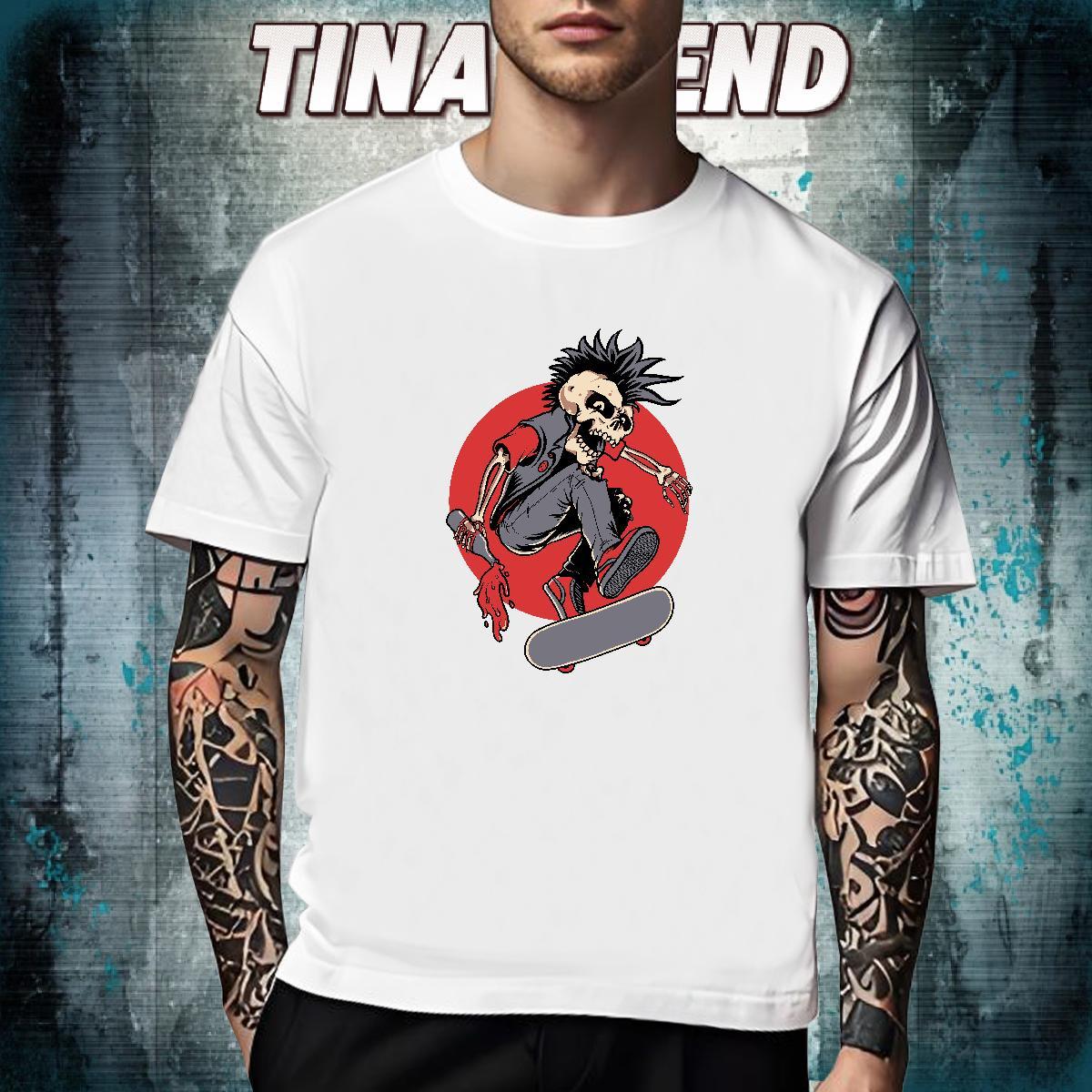 High Quality T Shirt For Man 230g Cotton skull Street Casual Customized Print Breathable Soft Men Tshirts DIY Customized Clothes