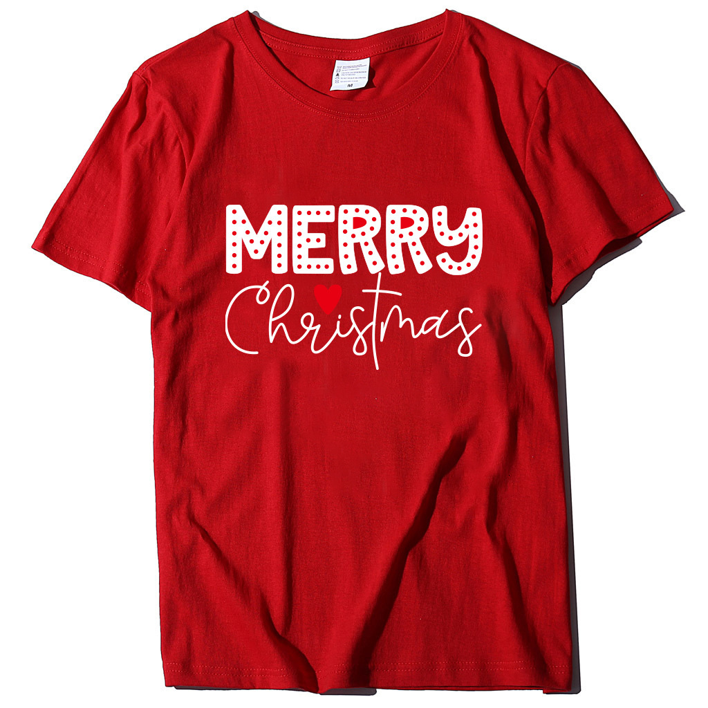 Round neck loose fit women's T-cotton short sleeved MERRG letter printed T-shirt dongdumaoyi