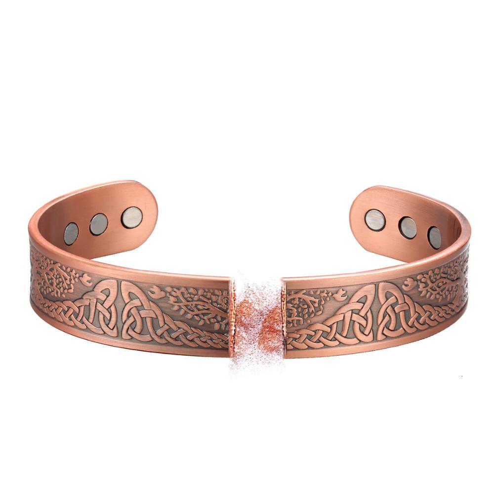 Magnetic Copper Bracelet & Bangles Health care Jewelry Lucky Gift Bangle Cuff For Women Carving Life Tree