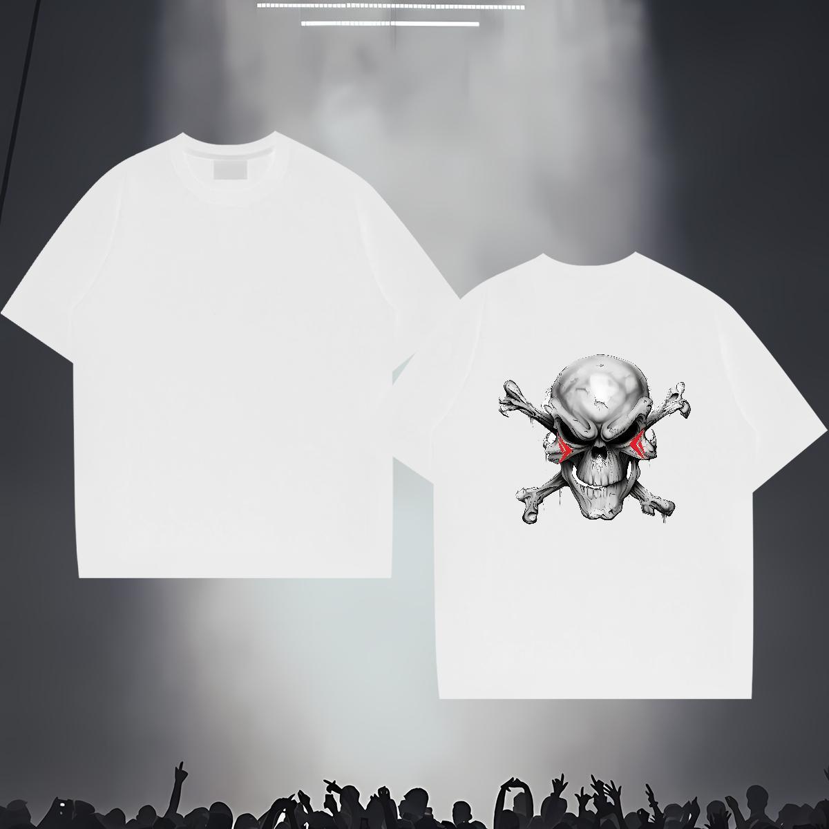 Cool Man T Shirts 230g 100% Cotton skull Spring Summer Asian Size Breathable Men Tshirts Classic Casual Clothes