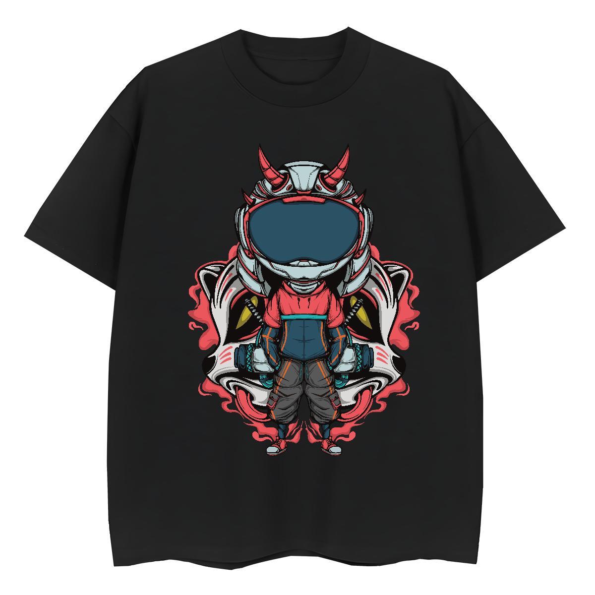 High Quality Mens T Shirts 230g Cotton robot Street Casual White Plus Size Short Sleeve Soft Mens Tshirts 2024 New Top Tees