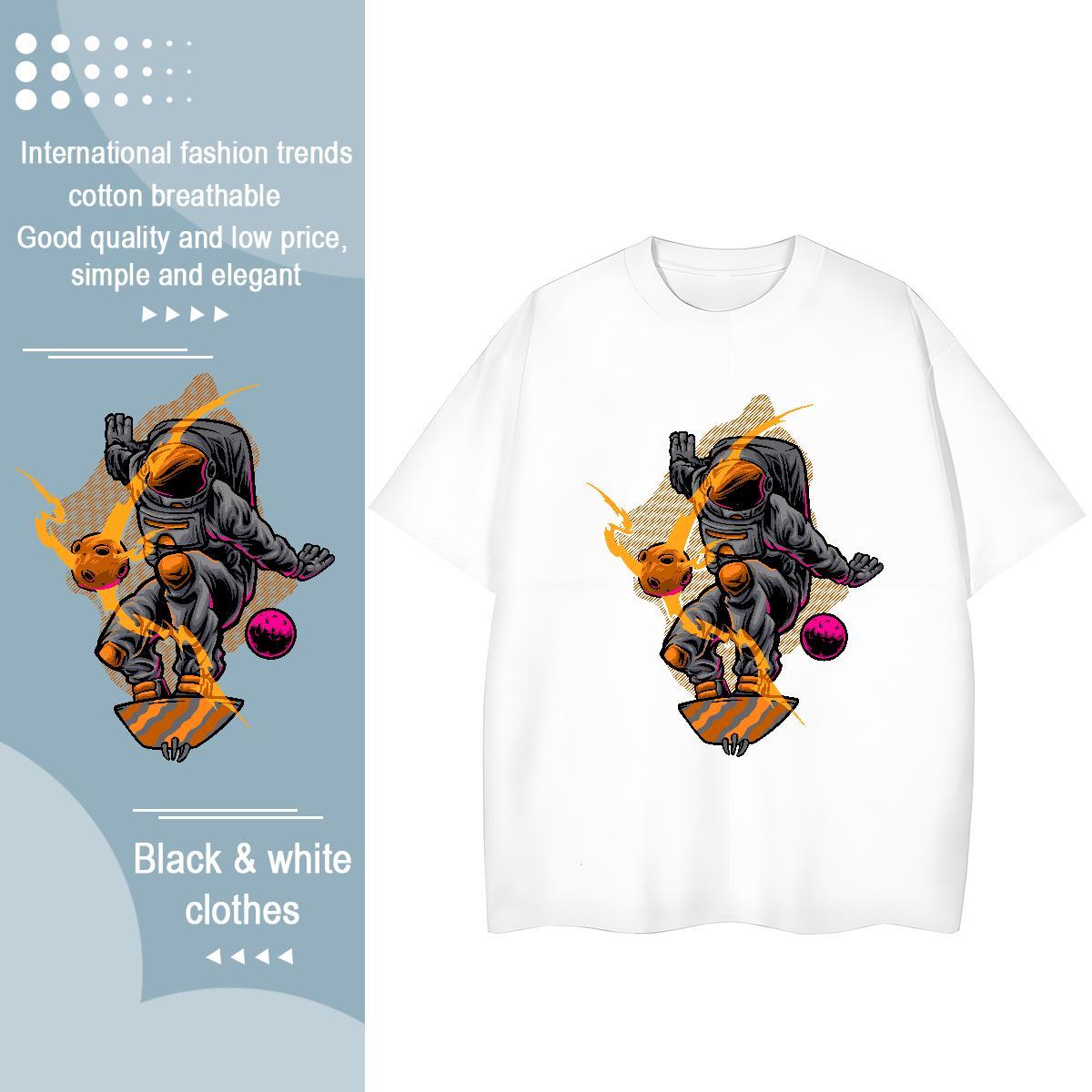 Unisex Tshirt for Man Woman 230g 100% Cotton cosmonaut Street Wear T Shirts Women Breathable Crew Neck Anime Tshirts