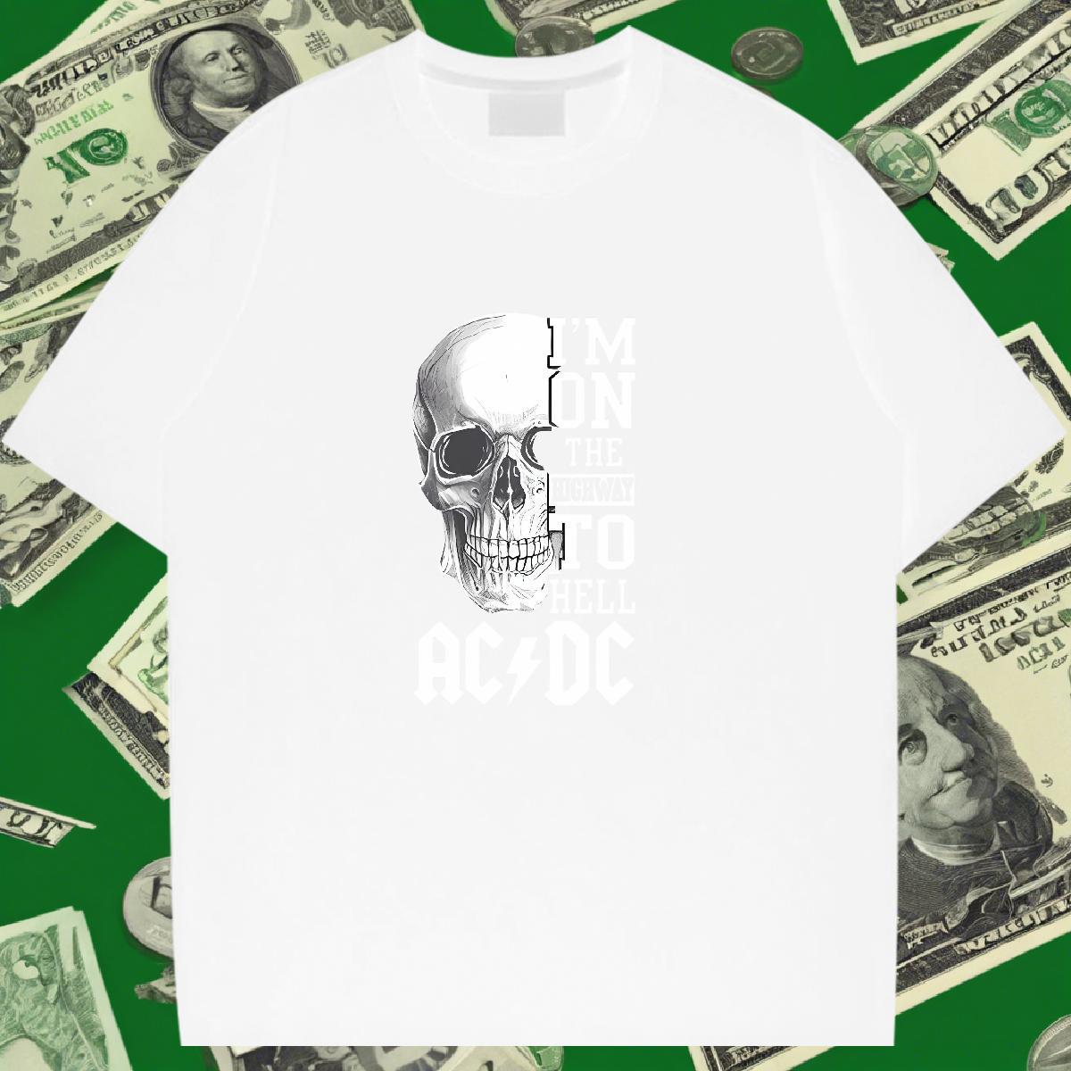 TOP Quality T Shirts Men 230g 100% Cotton skull Summer Casual Custom Print Oversized Breathable Short Sleeve Tshirt for Man Woman 2024 Summer Clothing