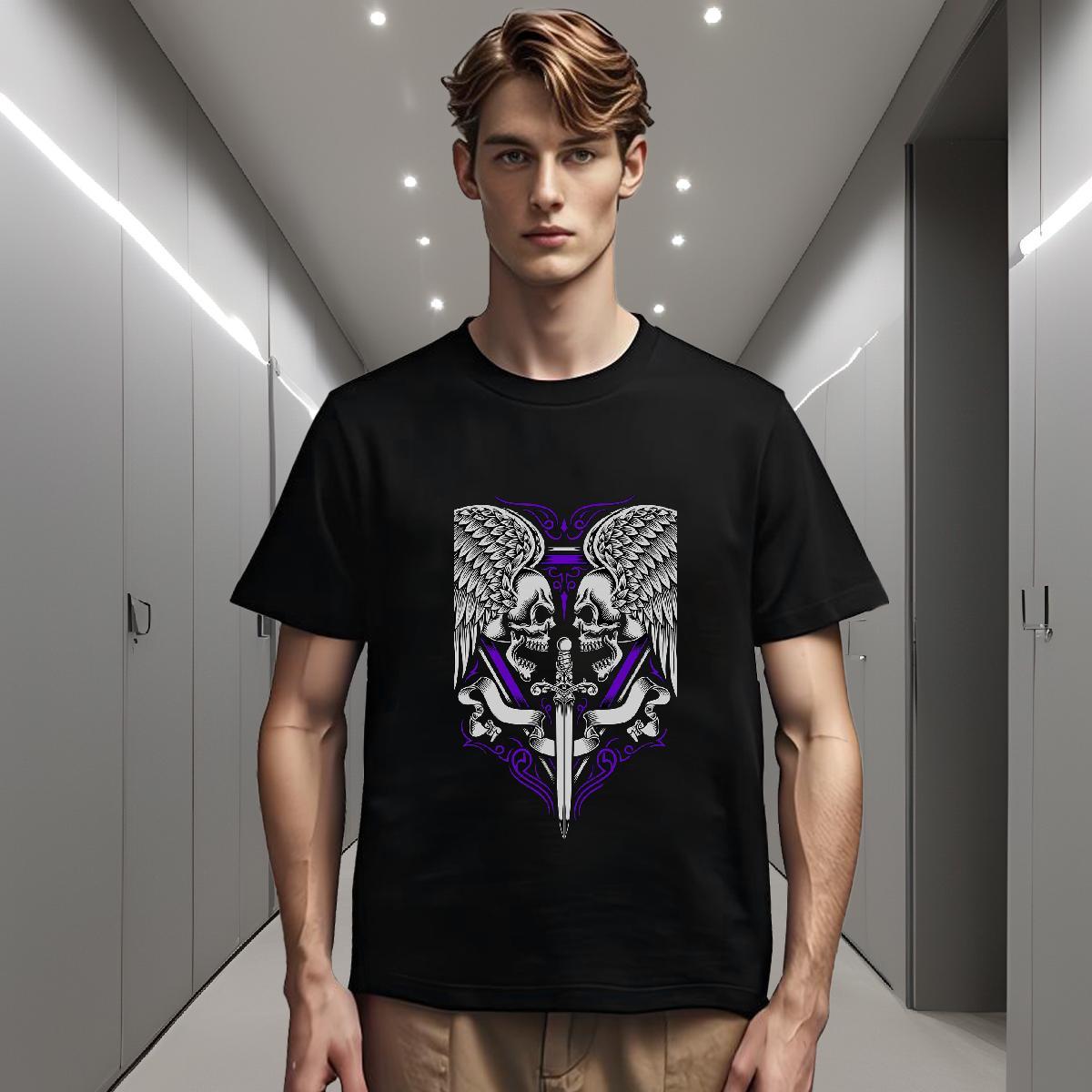 Unisex Man T Shirts 100% Cotton 230g skull Street wear Hip Hop DIY Crew Neck Men Tops Tees 2024 New Tees Shirts
