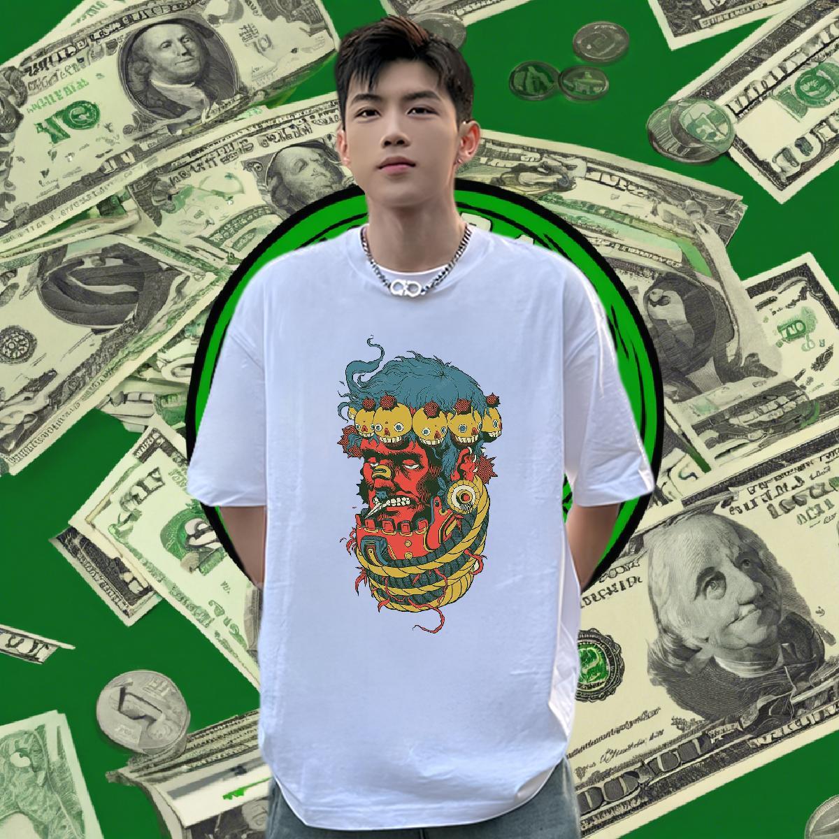 Cool Design T shirt 230g Cotton skull Sports Casual Black White Crew Neck Breathable Men Tshirts New Arrival Tees Shirts