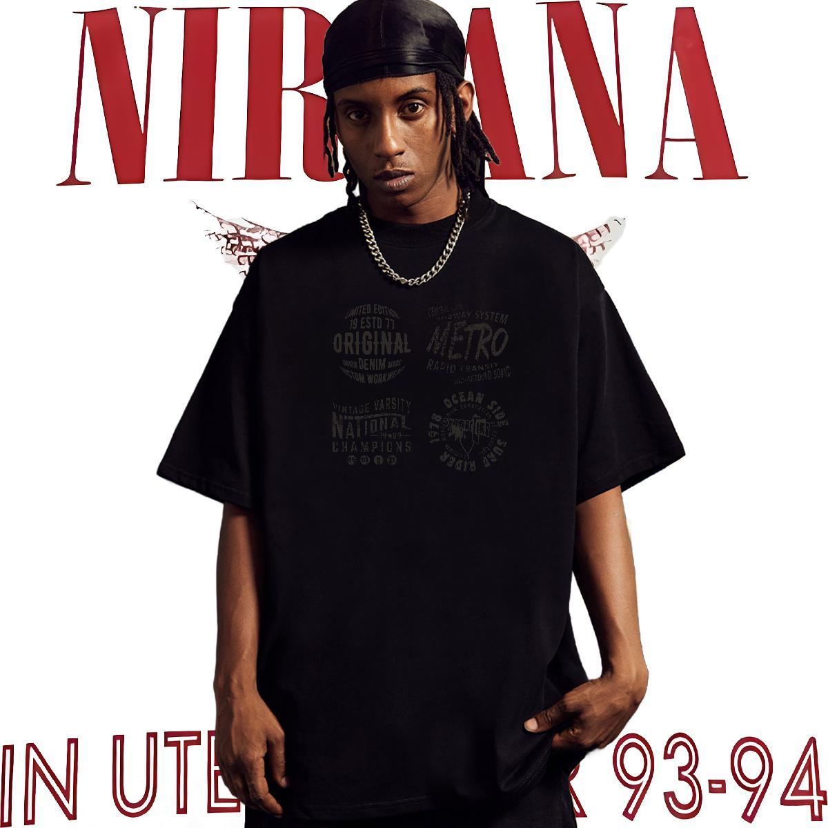 Wholesale T Shirts Men 230g Cotton letter Anime Printing Street Black White Crew Neck Breathable Men Tops Tees 2024 New Tshirts