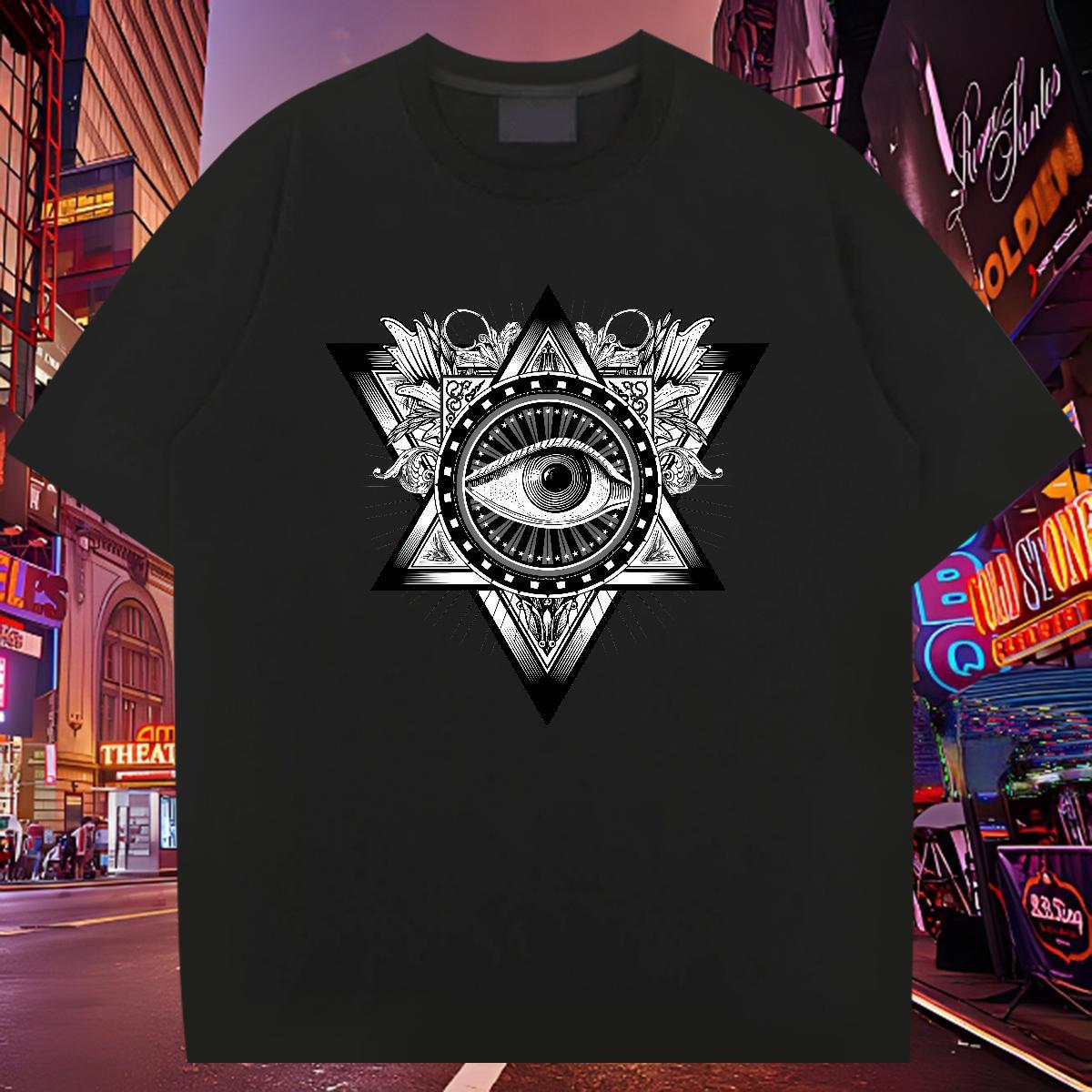 Cool Design Man T Shirts 230g Pure Cotton eye of the devil Casual Beach Asian Size Short Sleeve O-Neck Men Tshirts Stylist Clothes