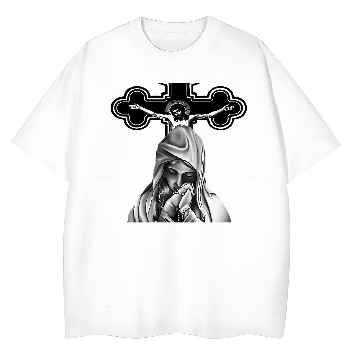 Free Shipping Woman Tshirt 230g 100% Cotton nun Casual Sport T shirt Comfortable Floral Print Clothes Shirt