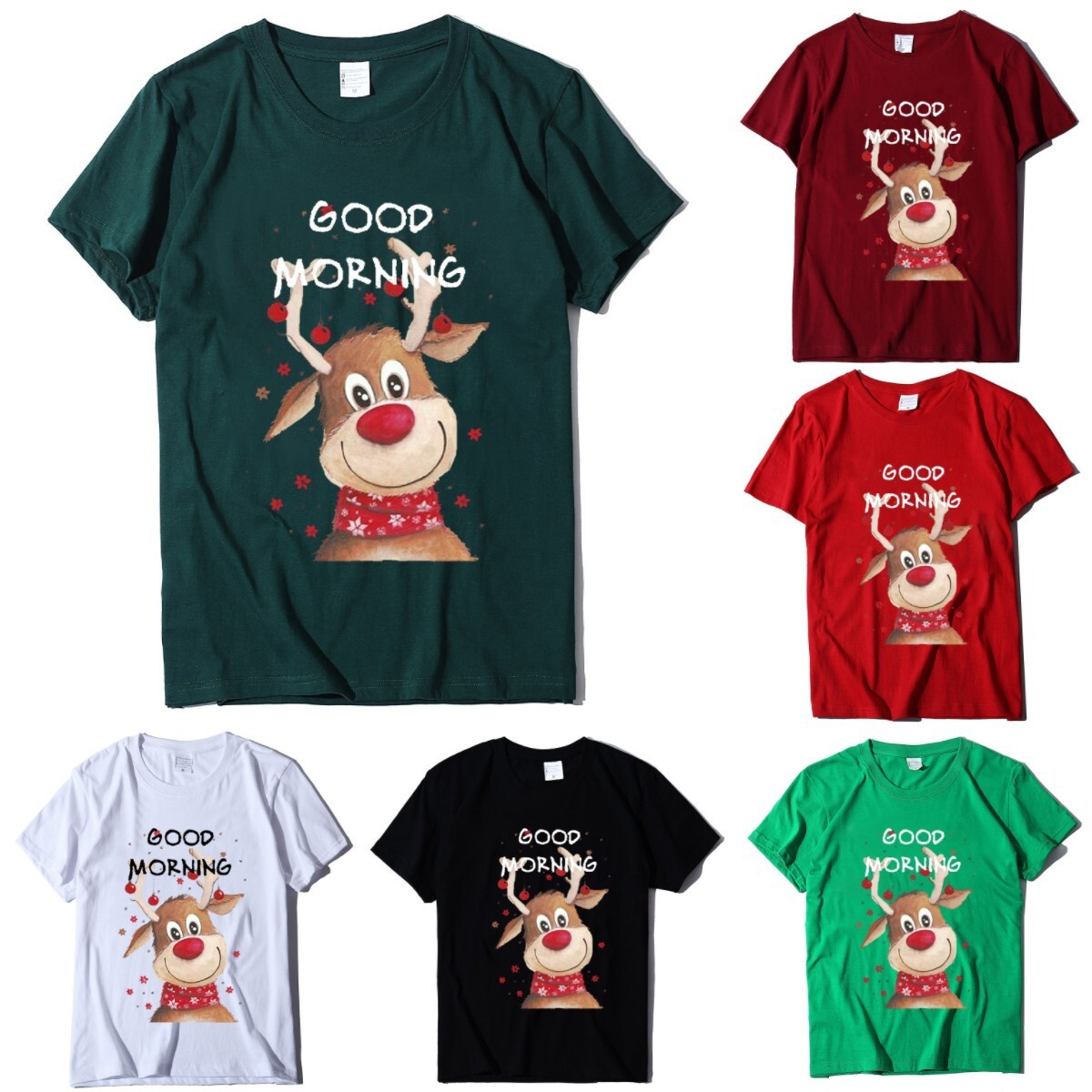 Good morning reindeer short sleeved T-shirt women's European casual top dongdumaoyi