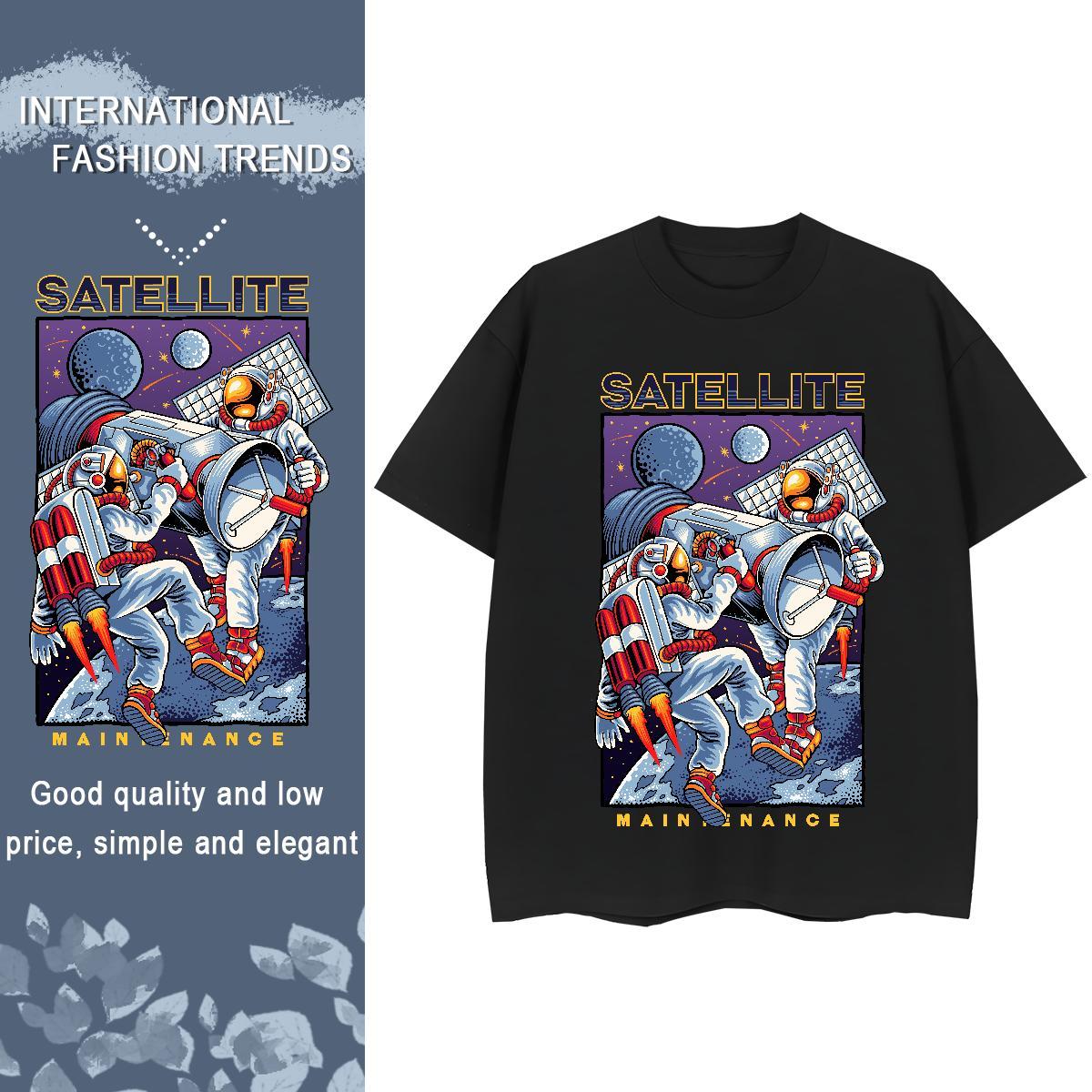 5A Tshirt for Man Woman 100% Cotton 230g spaceman Hip Hop T Shirt For Woman Breathable Soft Floral Print Tops Tees