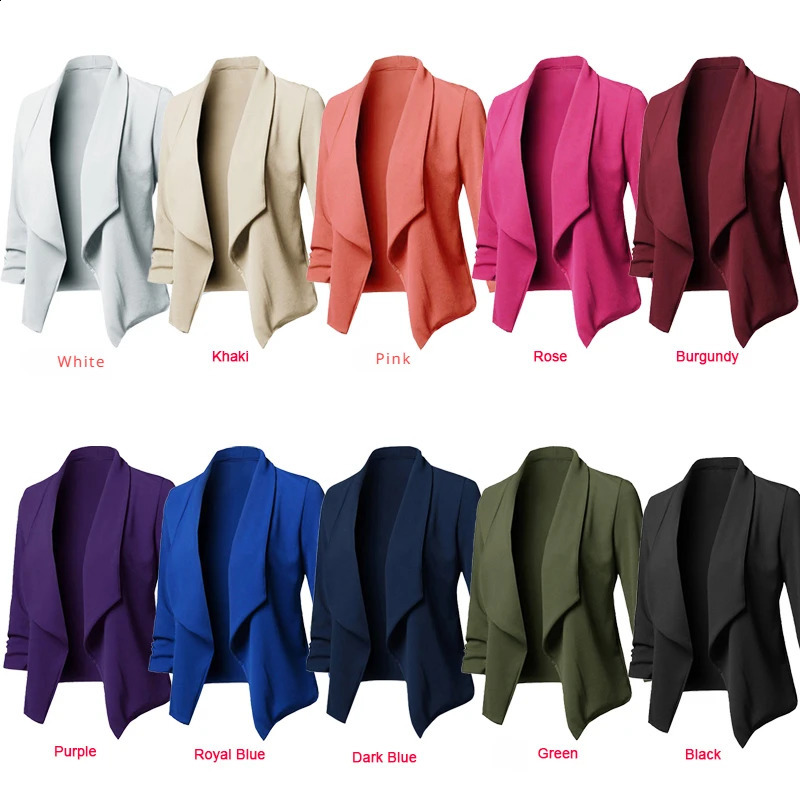 Women Thin Blazers Cardigan Coat Long Sleeve Female Blazers and Jackets Ruched Asymmetrical Casual Business Suit Outwear 240826