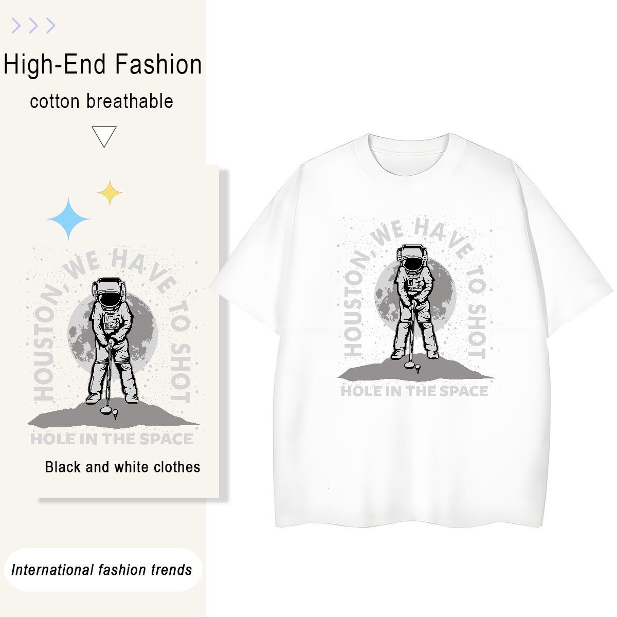 Comfortable Women Tshirts 230g Pure Cotton universe Sport T-Shirts for Women Crew Neck Cartoon Floral Printing Wear