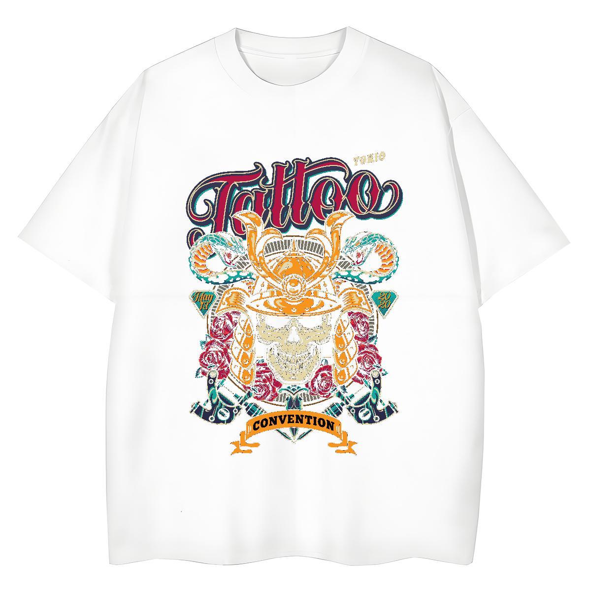 Loose T Shirts Men 230g Pure Cotton skull Daily Wear Customized Breathable Short Sleeve Men Tshirts New Polos