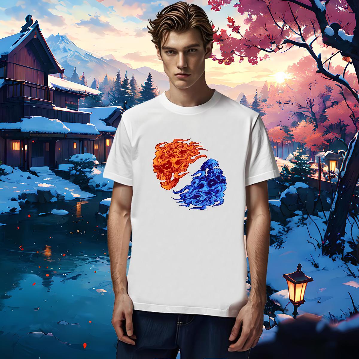 Cool T-Shirts for Men 230g 100% Cotton skull Hip Hop Street White Plus Size Breathable Couples T Shirts 2024 Summer Clothings