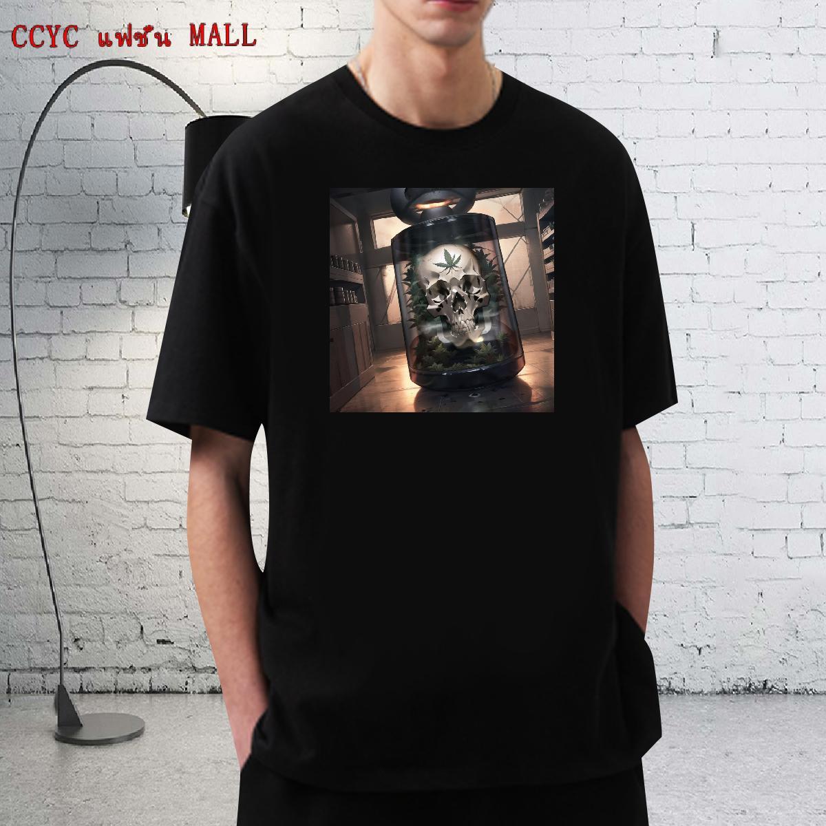 Loose Man T Shirts 230g Cotton skull Beach Custom Print Oversized Short Sleeve O-Neck Tshirt for Man Woman New Designer Tshirts