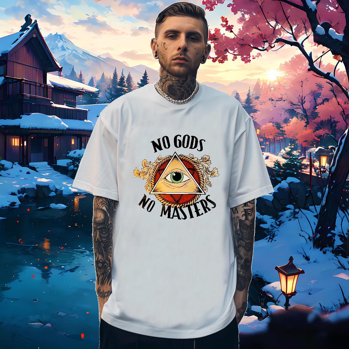 TOP Quality T Shirts Men 230g Pure Cotton eye of the devil Daily Outfit Custom Printing Breathable Short Sleeve Men Tshirts Casual New Wear