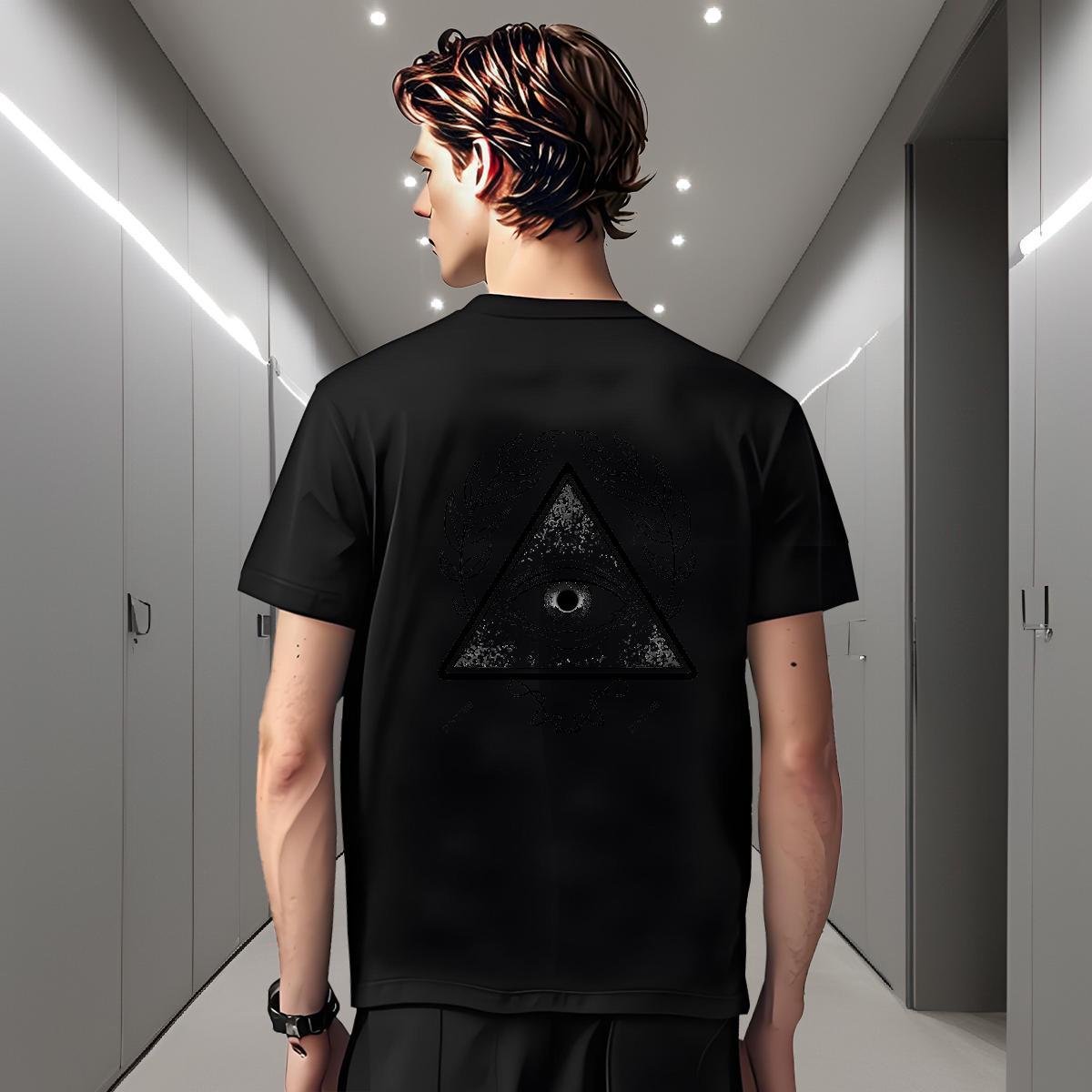 High Quality Man T Shirts 230g Cotton eye of the devil Sport Black Oversized Breathable Short Sleeve Mens Tshirts 2024 New Clothings