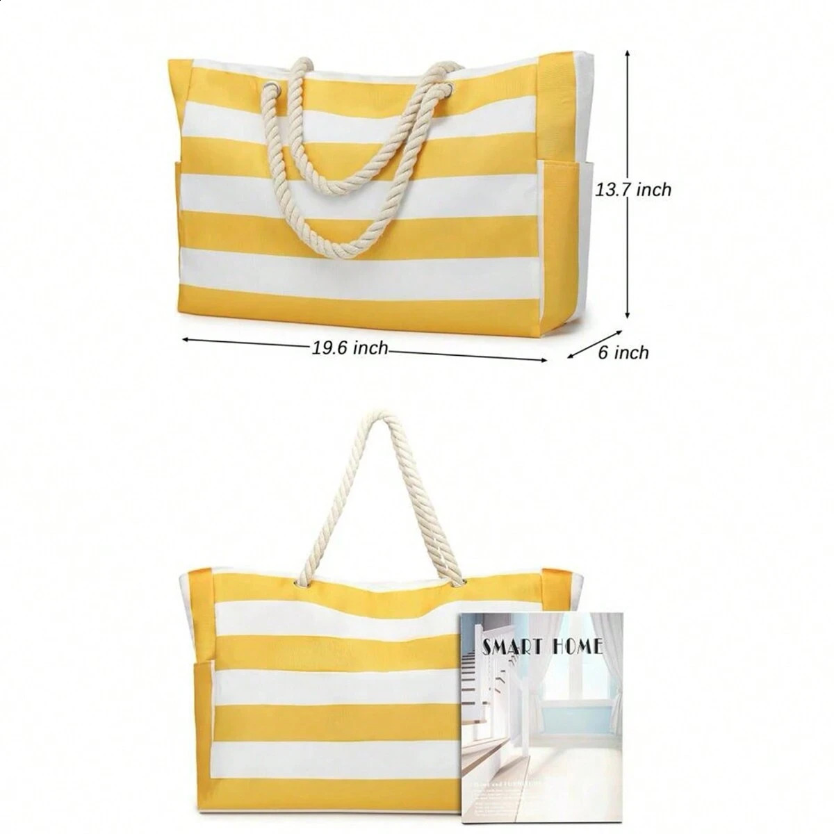 Striped Canvas Summer Beach Bag Large Capacity Shopping Fashion Tote For TravelIdeal for Travel Camping 241203