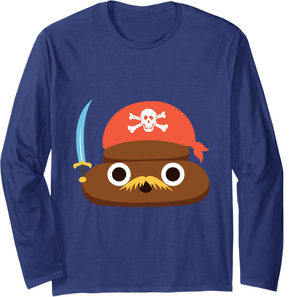 Long Sleeve Shirts for Men sweatshirt Blonde Moustache Smile Poop Pirate Funny Cartoon Long Sleeve T-Shirt T shirt Tee Streetwear Casual tops clothes