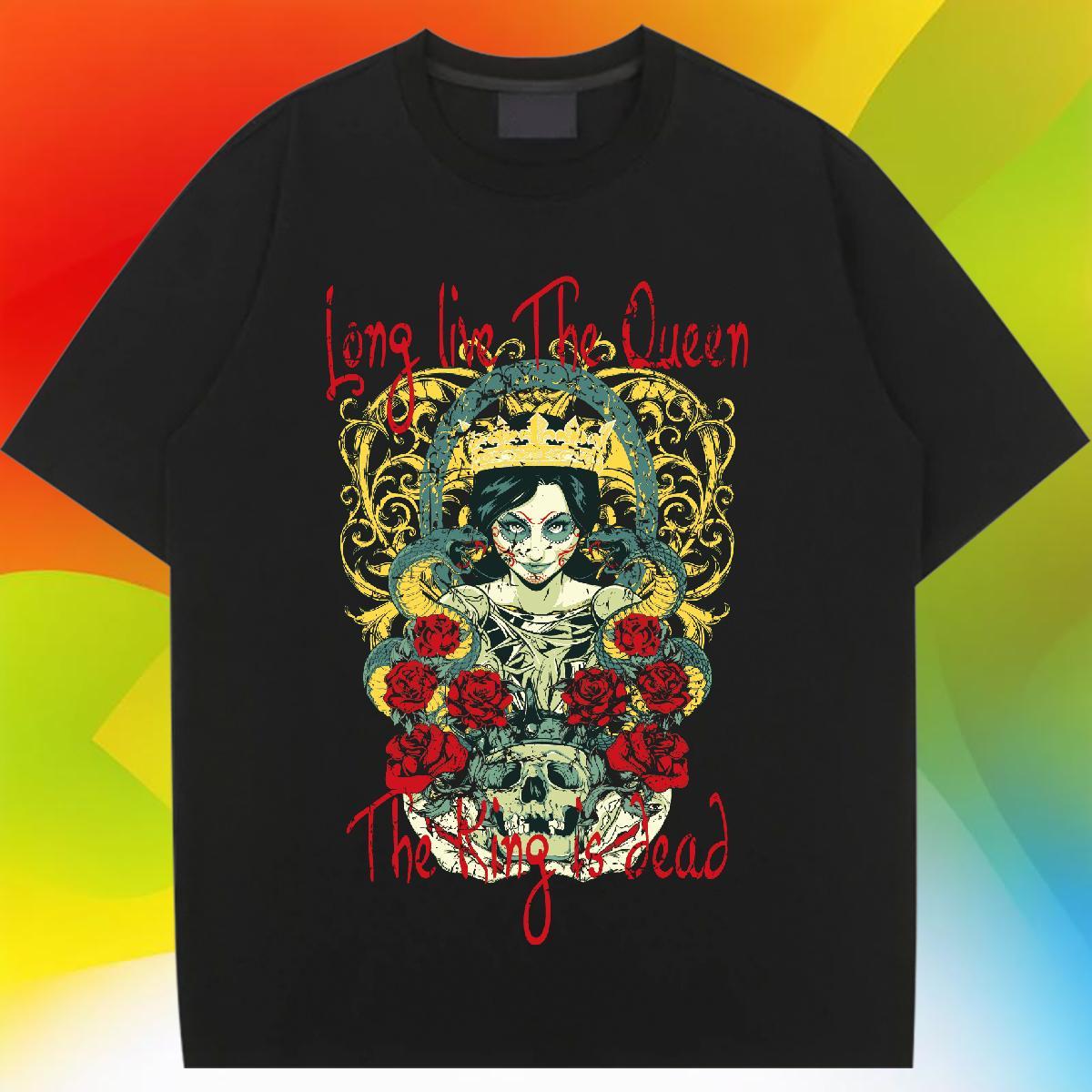 Lady Women Tshirts 230g 100% Cotton scary Street T Shirts Women Breathable Short Sleeve Customized Clothes Shirt