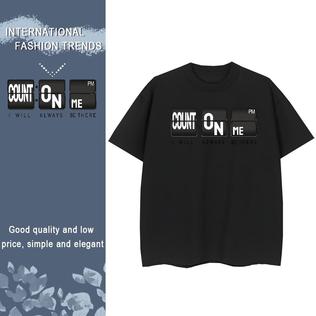 Female Womens Tshirts 230g Cotton letter Street T-Shirts Short Sleeve O-Neck Custom Cartoon Polos