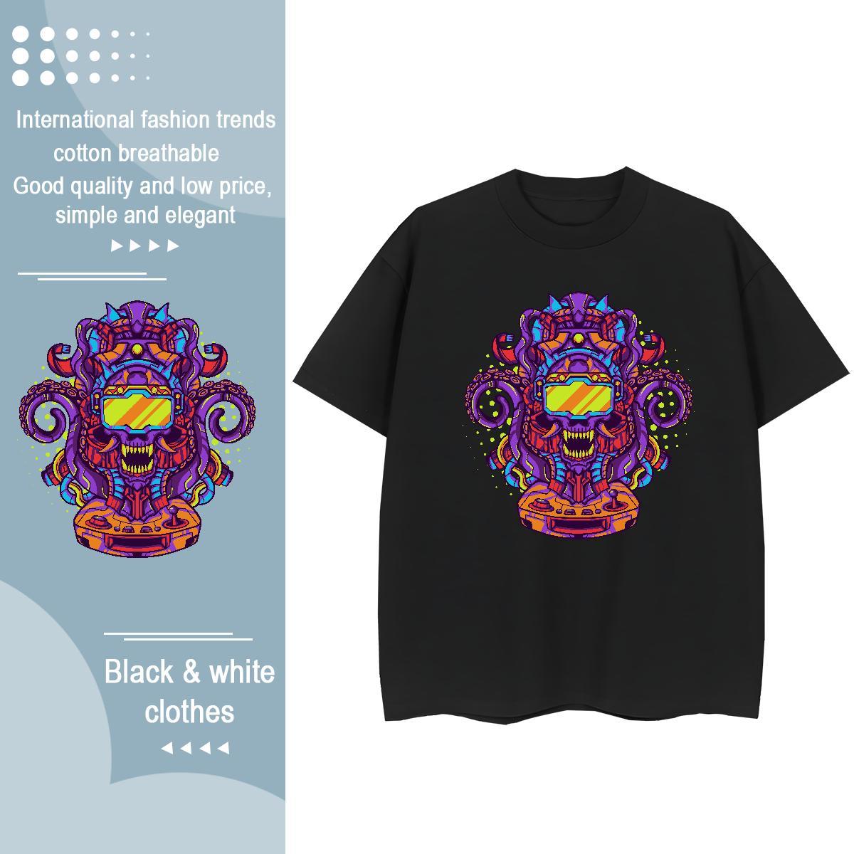 Comfortable T Shirt For Man 230g Pure Cotton skull Street White Plus Size Crew Neck Men Tshirts Factory Direct Polos
