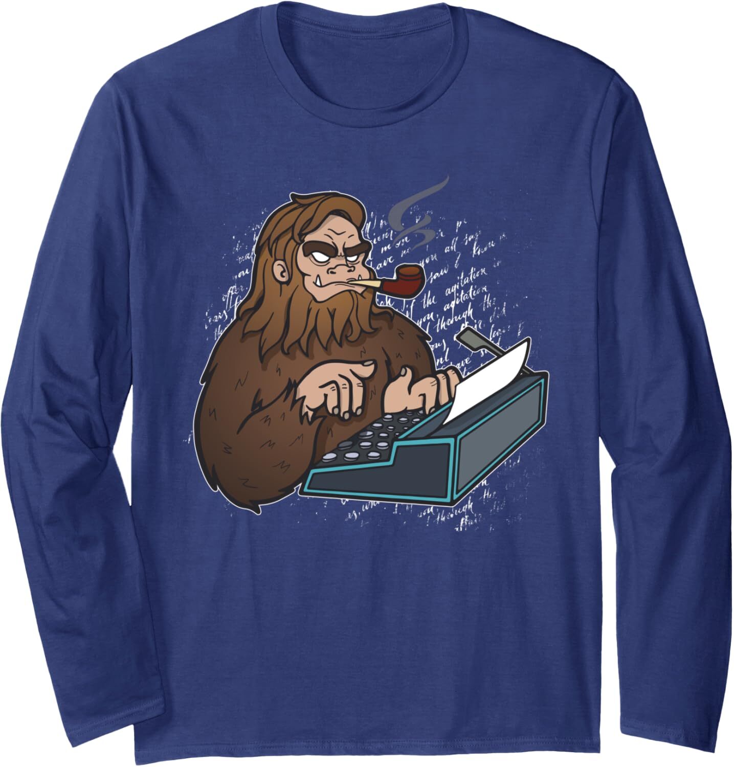 Long Sleeve Shirts for Men sweatshirt Bigfoot Writing Typing Paperwork Funny Writer Gift Long Sleeve Tee Streetwear Casual tops clothes