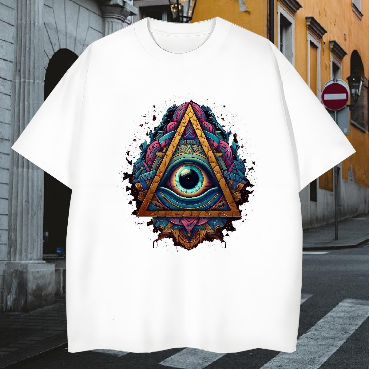 Classic Man T Shirts 230g 100% Cotton eye of the devil Hip Hop Street Oversized Breathable Couples T Shirts Fashion Designer Wear