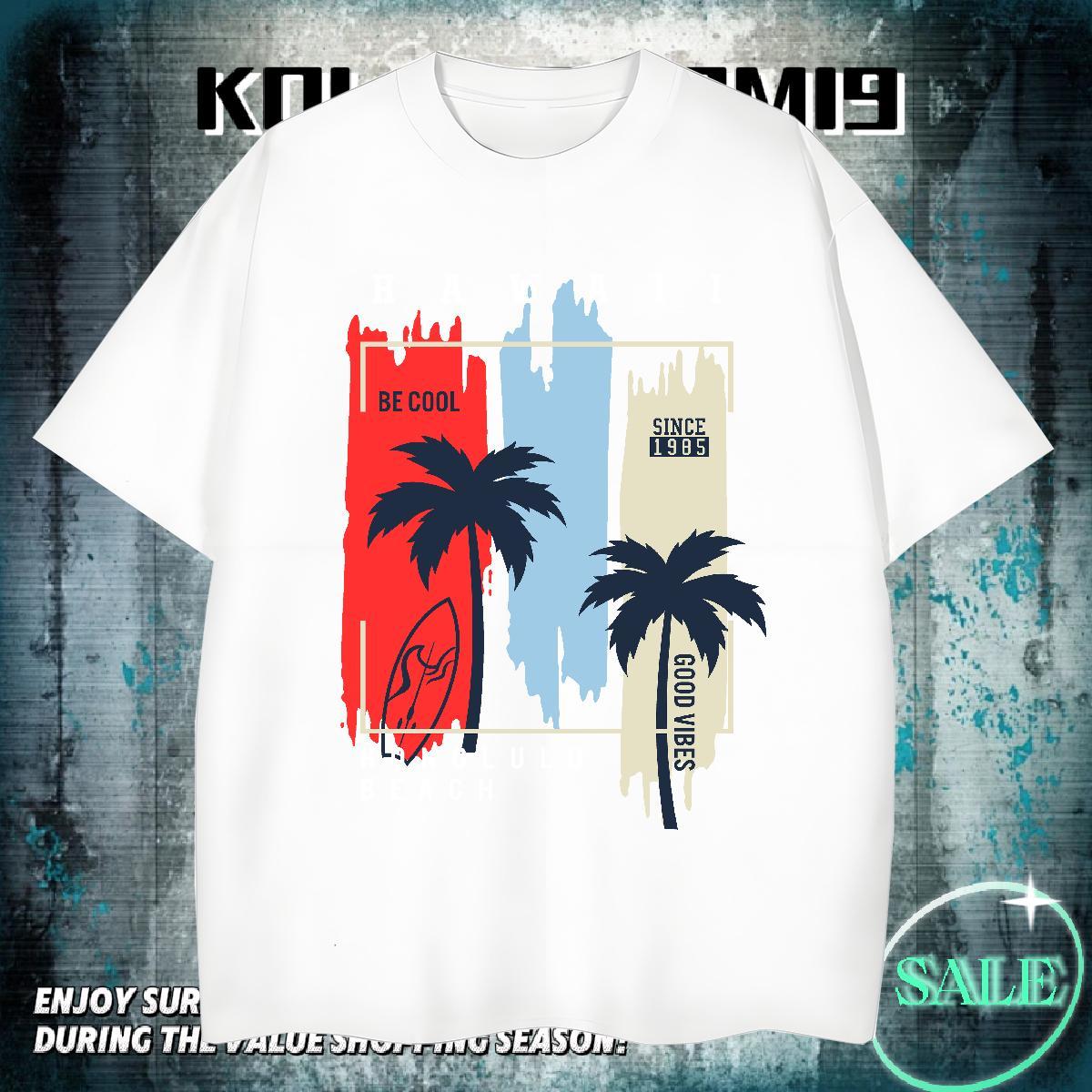 Comfortable T-Shirts for Men 230g Cotton letter Hip Hop Cartoon Print Pure Cotton Mens Tshirts Fashion Design Tops Shirt