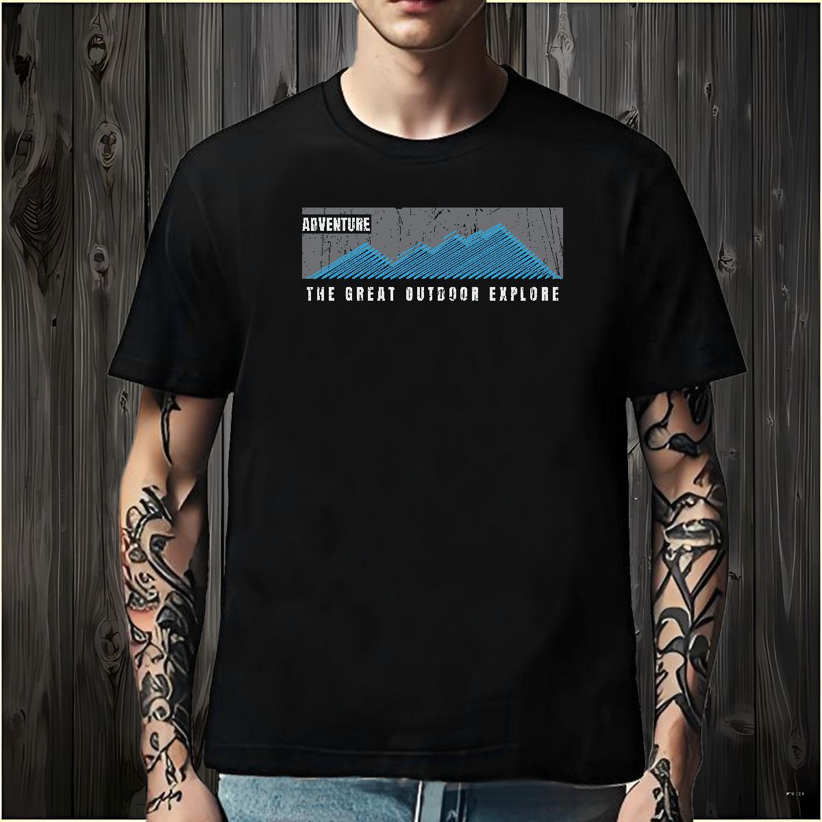 High Quality T-Shirts for Men 230g Pure Cotton mountains Daily Outfit Custom Anime Round Neck Short Sleeve Men Tees New Arrival Tees Shirts