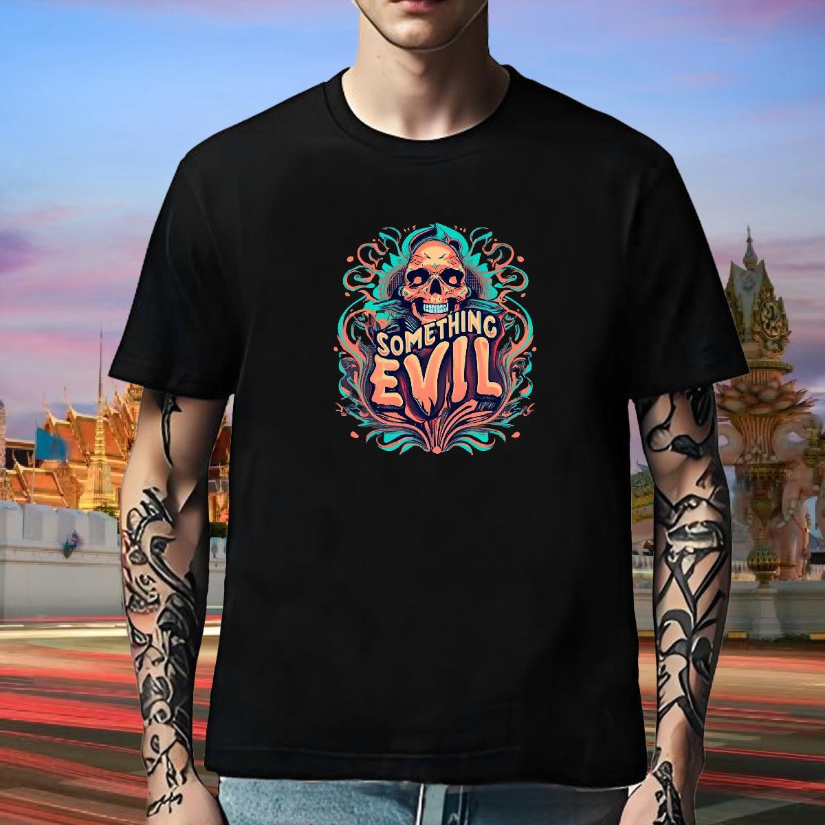TOP Quality T Shirts Men 230g Pure Cotton skull Casual Daily Wear Black Oversized Round Neck Short Sleeve Men Tees Wholesale Tee Shirt