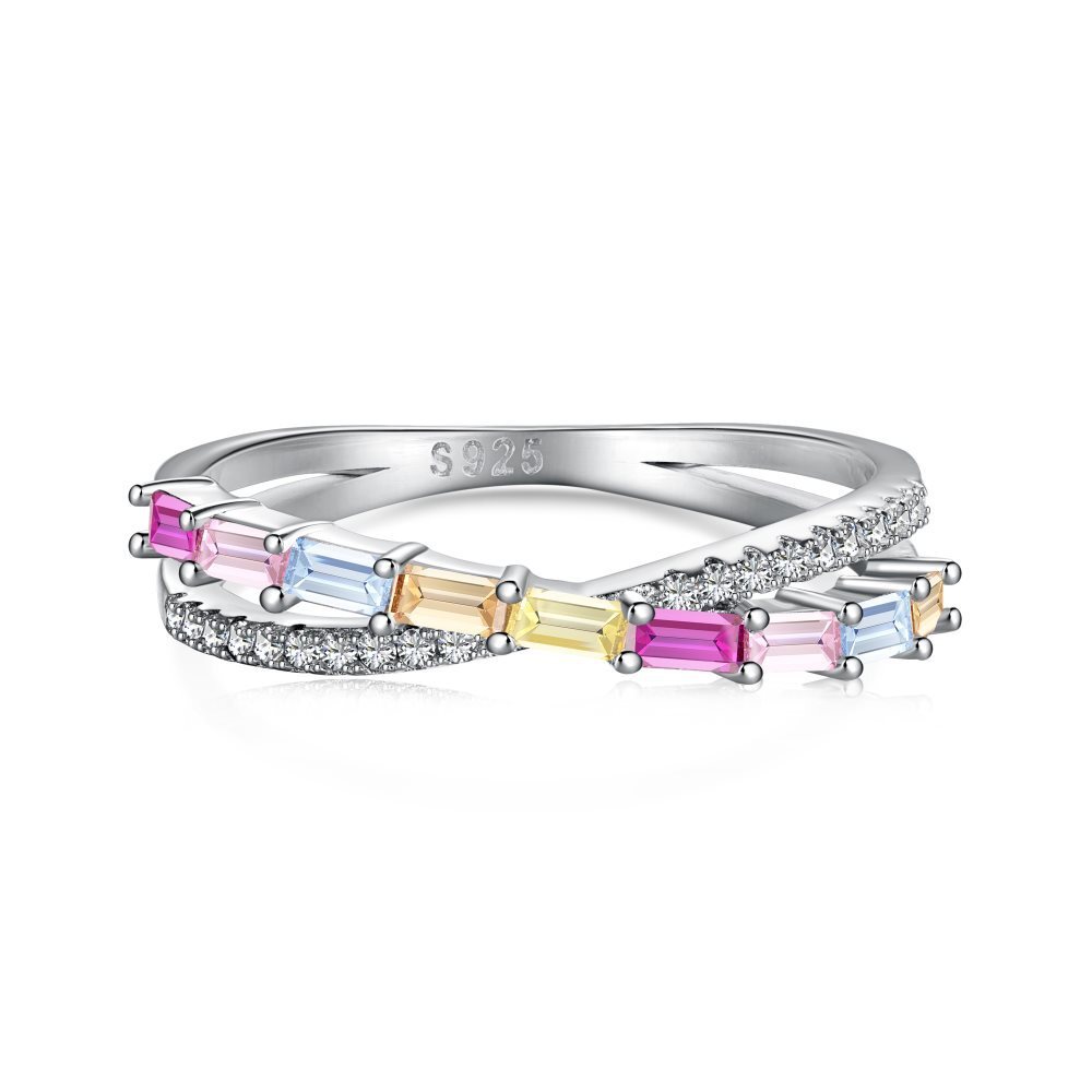 S sterg sier with high-end color zirconia inlay, fashionable and versatile temperament, geometric closure ring