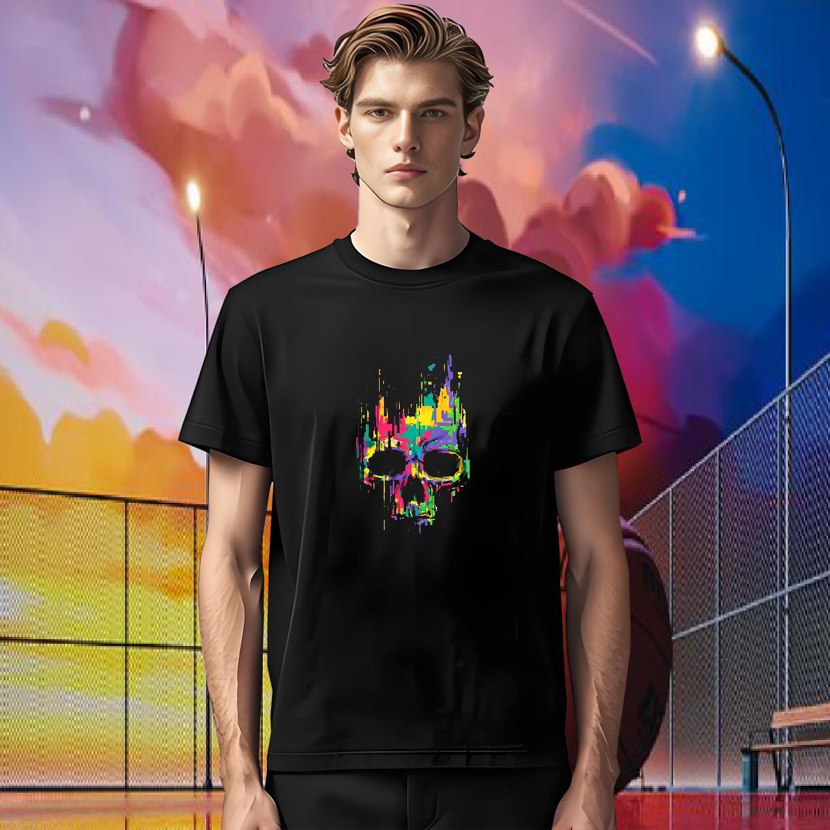 Designer T Shirt For Man 230g Pure Cotton skull Sport Plus Size Cartoon Breathable Crew Neck Couples T Shirts Classic Wear