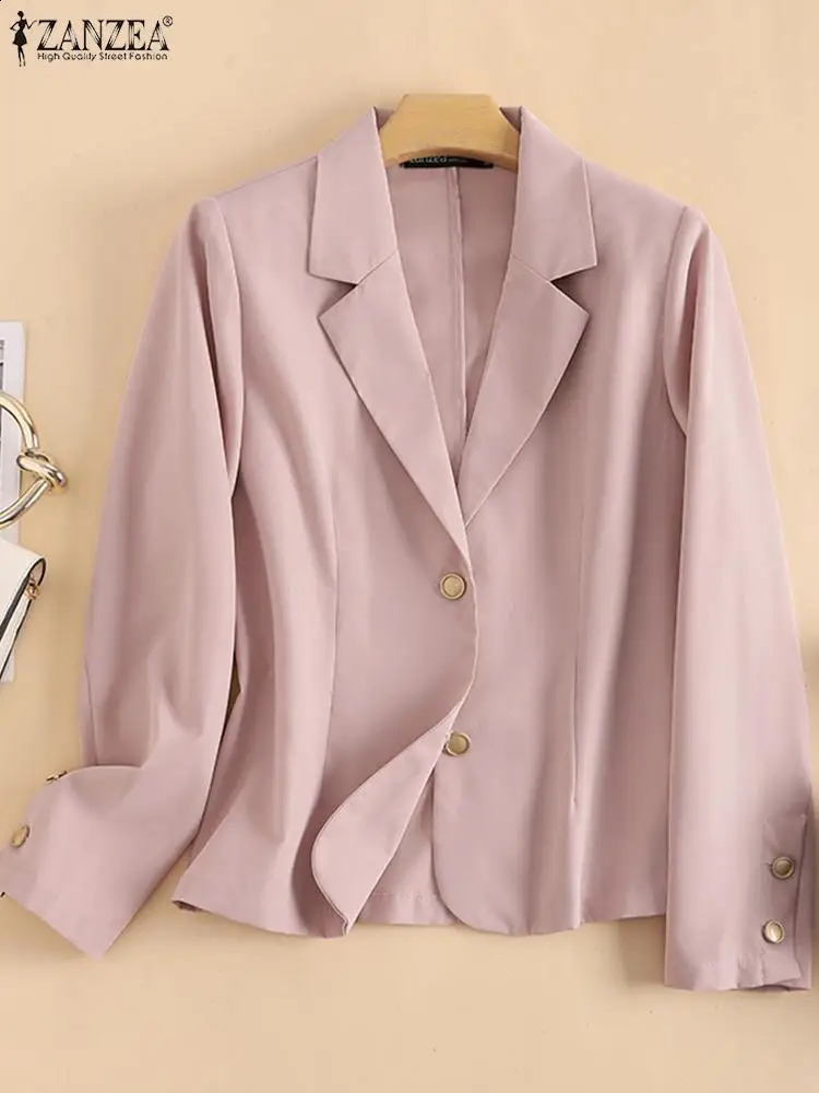 Fashion ZANZEA Autumn Women Blazer Solid Suits Full Sleeved Casual Loose Party Jackets Formal OL Office Blazer Streetwear 240826